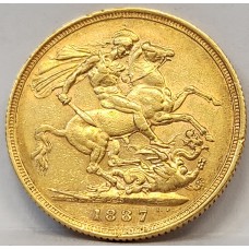 AUSTRALIA 1887 . ONE 1 SOVEREIGN . SYDNEY . GOLD